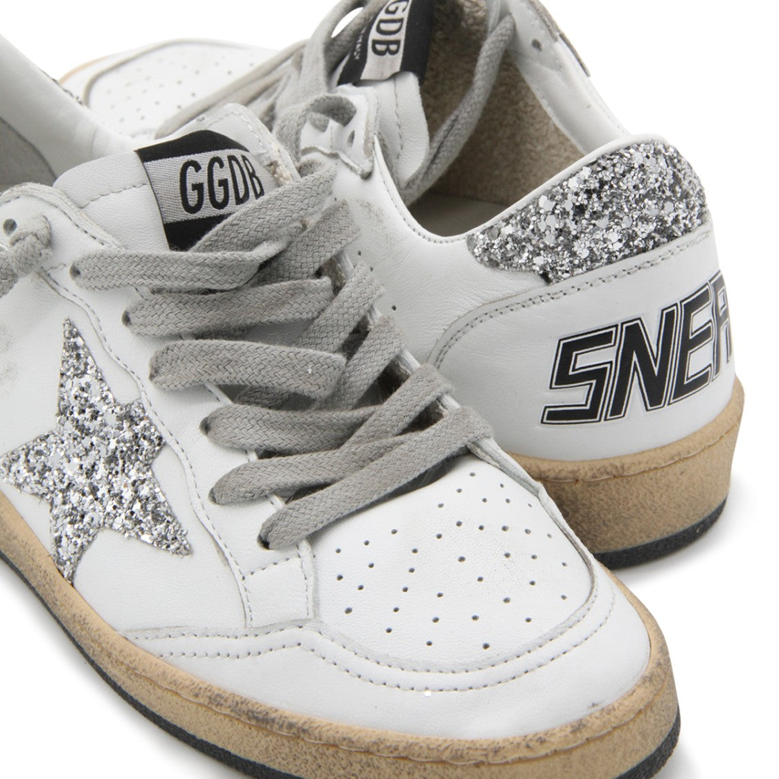 Golden Goose White Leather Back Logo Sneakers