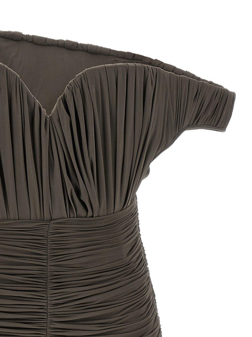 Magda Butrym Sculptural One-Shoulder Mini Dress With Rose Petal Detail