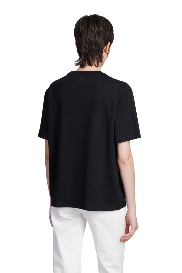 Ami Paris Short-Sleeved T-Shirt With Iconic Red Heart Embroidery
