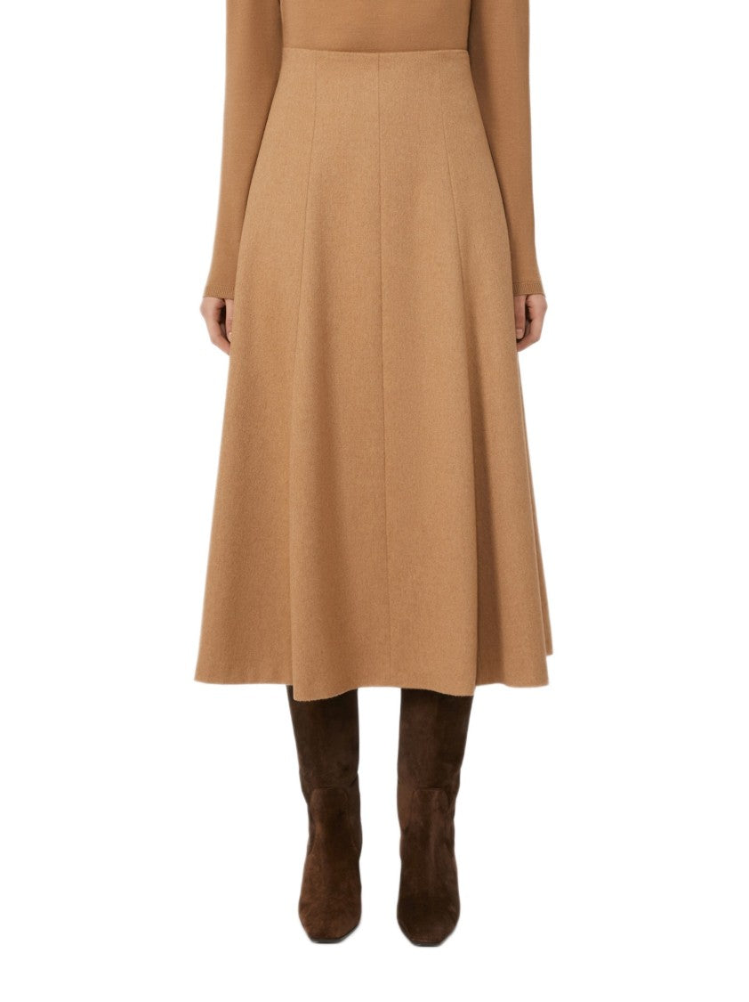 Max Mara A-Line Midi Skirt In Lightweight Camel Hair Fabric