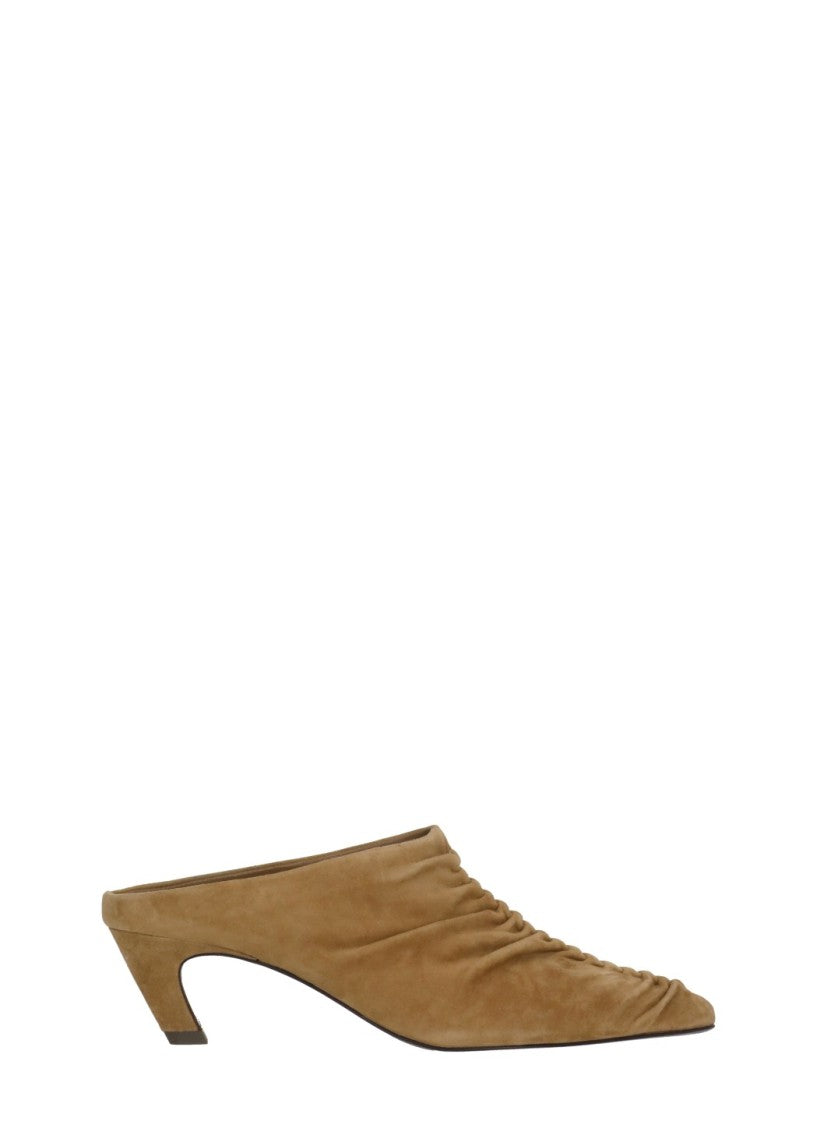 Ash Beige Viva Draped Suede Sabot