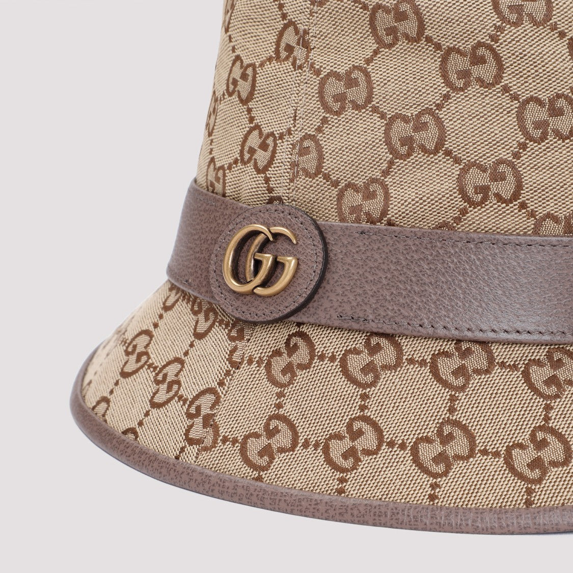 Gucci Gg Canvas Bucket Hat With Leather Detailing