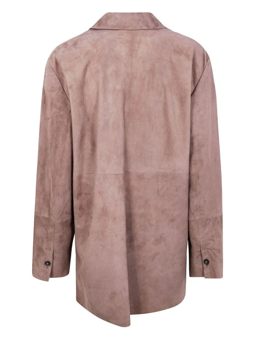 Max Mara Single-Breasted Beige Suede Lambskin Estate Jacket