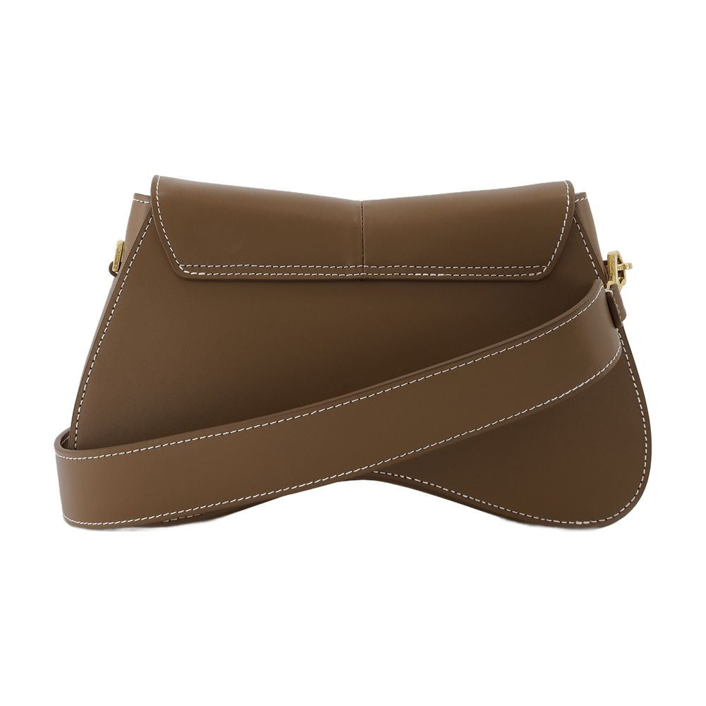 Elleme Space Bag In Grey Leather With White Stitching