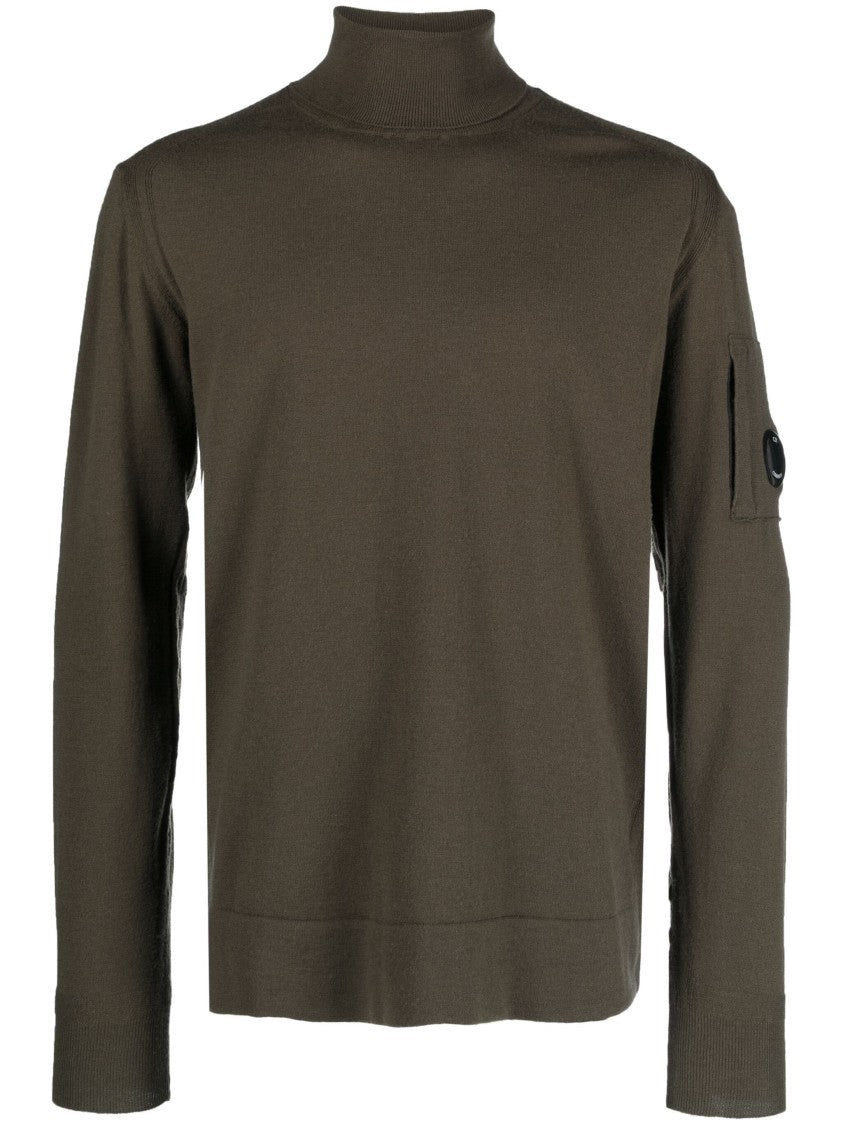 C.P. Company Fitted Grey Turtle Neck Sweater With Design