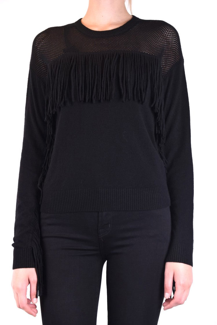 Pinko Fringe-Detail Sweater With Mesh Knit Panels