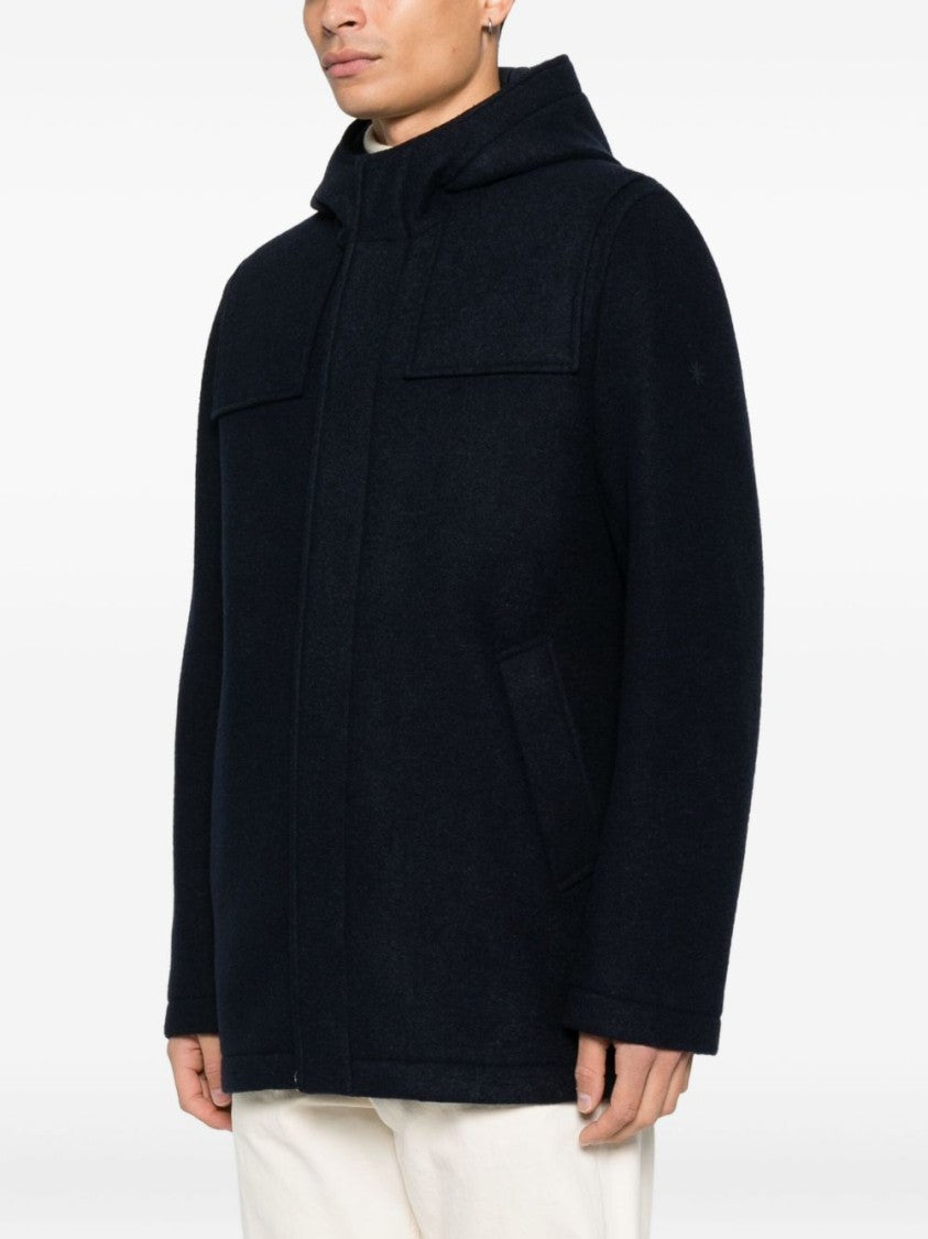 Manuel Ritz Short-Length Wool Coat With Hood And Functional Pockets