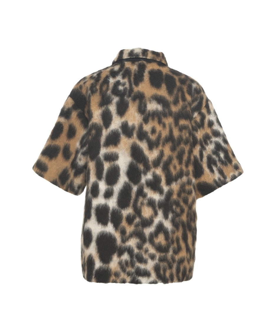 N°21 Leo-Print Polo With Classic Collar And Plush Texture