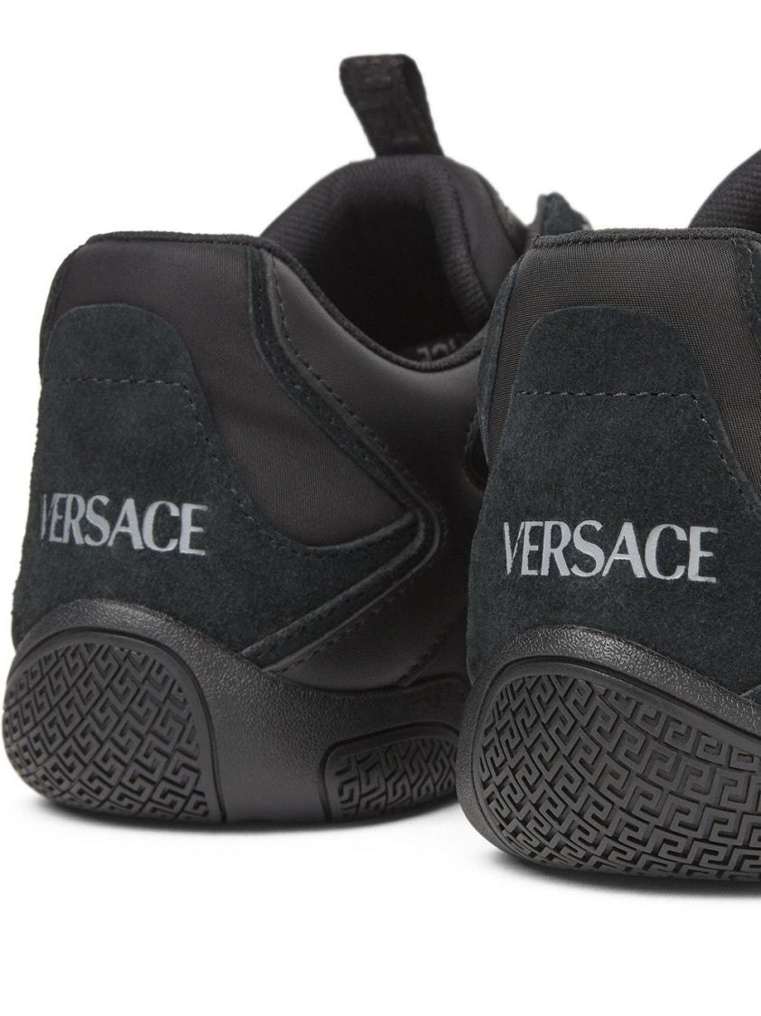 Versace Low-Profile Black Sneakers In Calf Leather