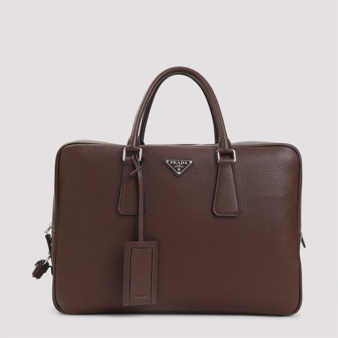 Prada Brown Grained Leather Tote Bag