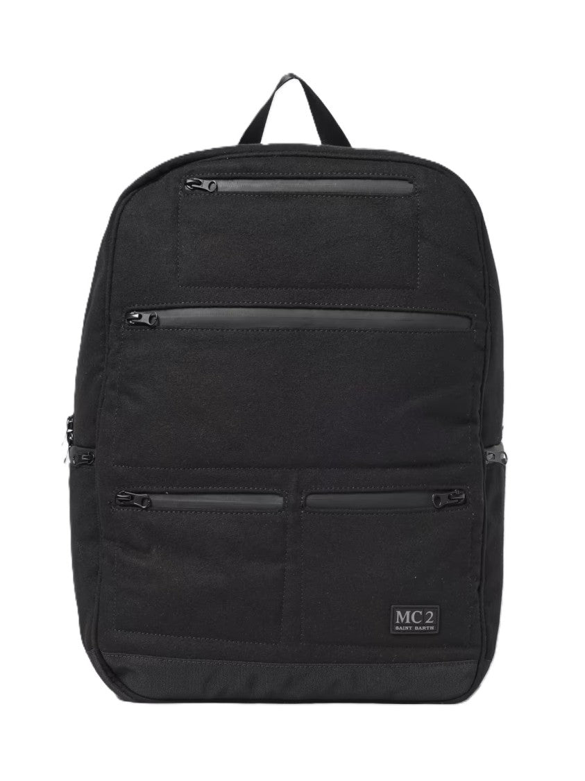 Mc2 Saint Barth Black Backpack With Multiple Compartments