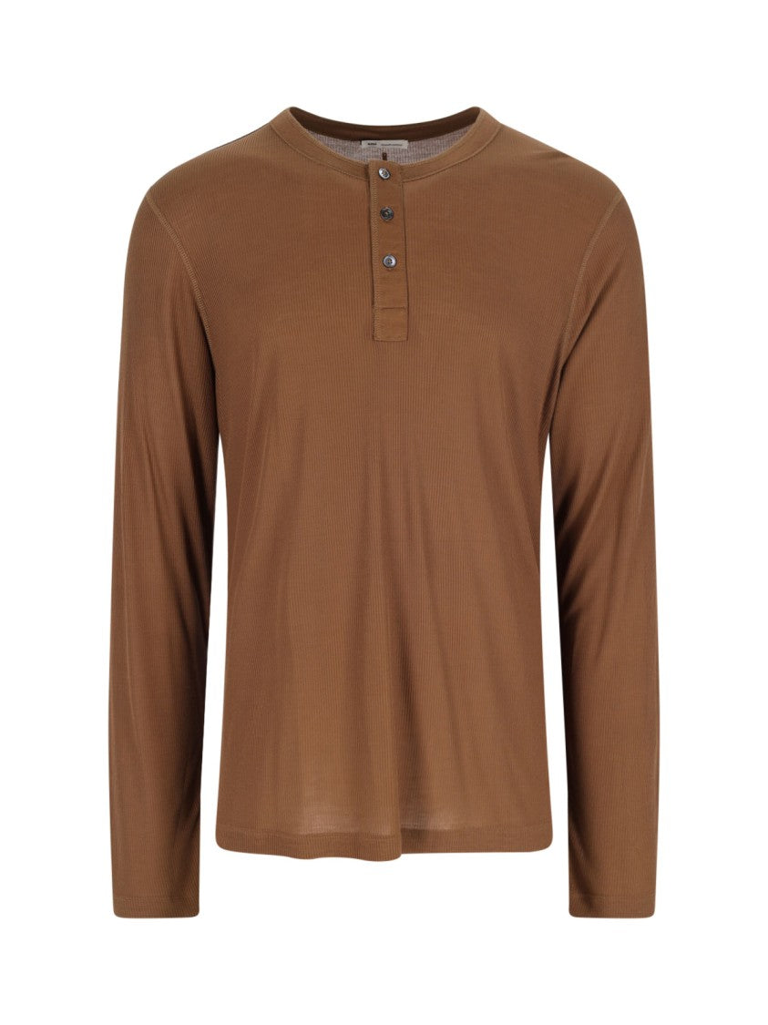 Ami Logo Long-Sleeve T-Shirt – Brown