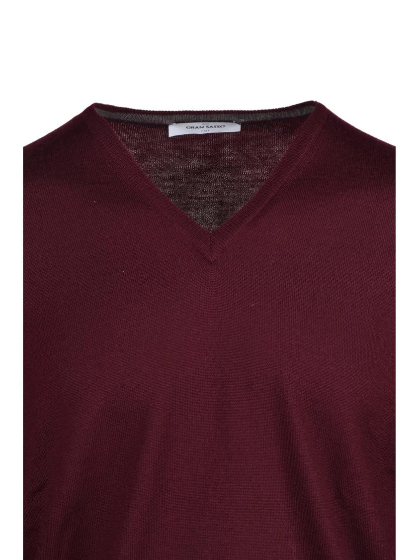 Gran Sasso Classic V-Neck Sweater In 100% Virgin Wool