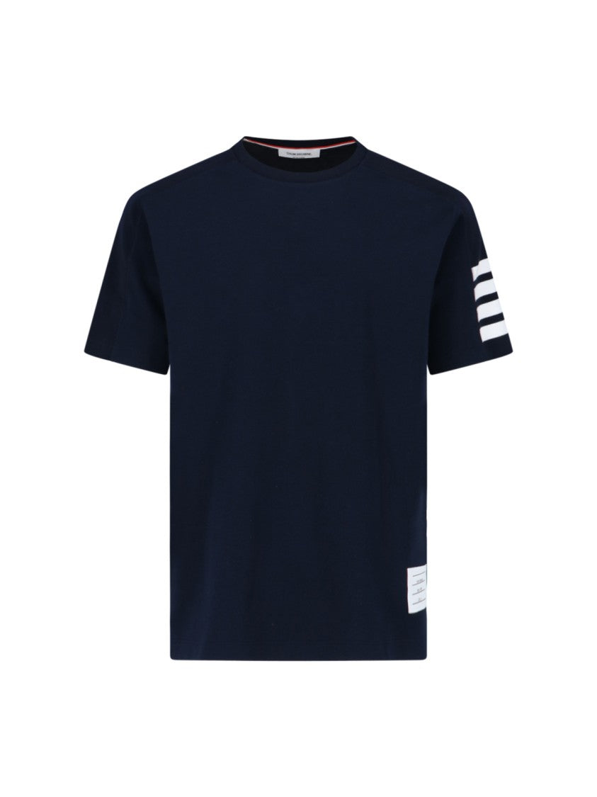 Thom Browne Crew Neck T-Shirt With Distinctive 4-Bar Logo