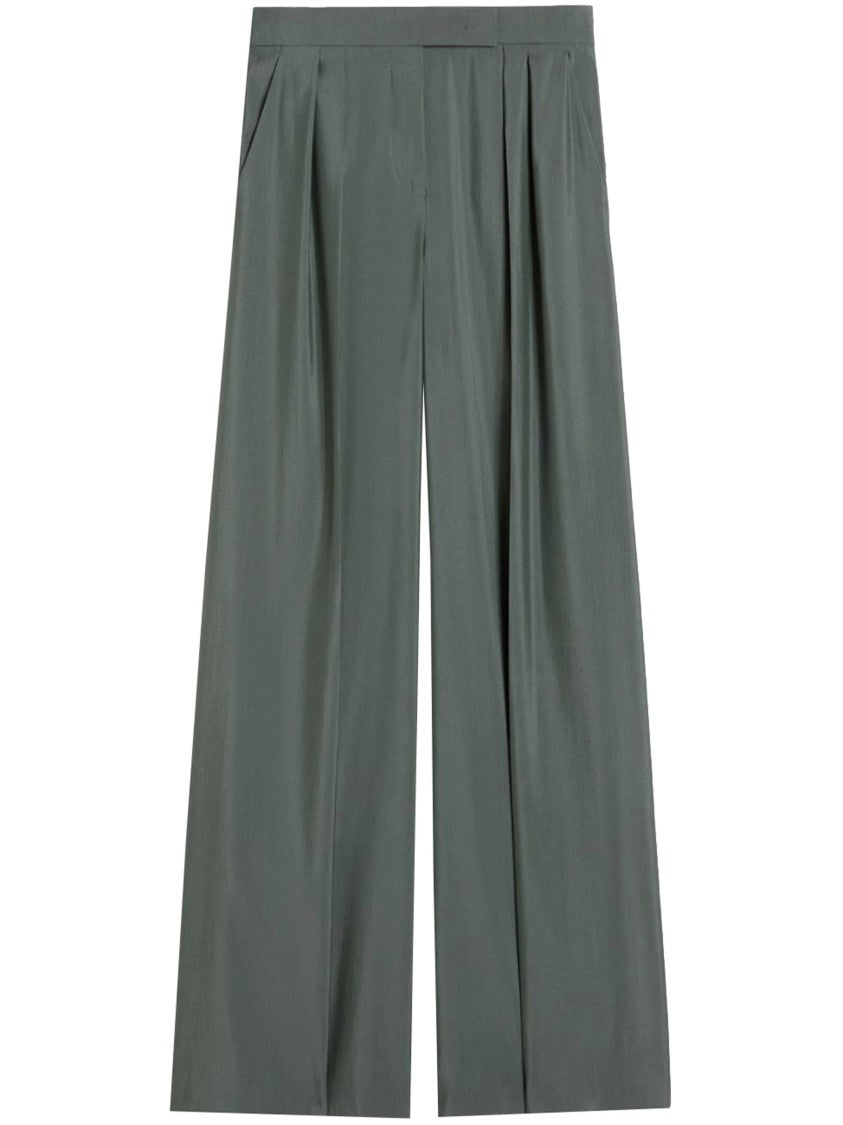 Max Mara Green High-Waisted Wide-Leg Pants