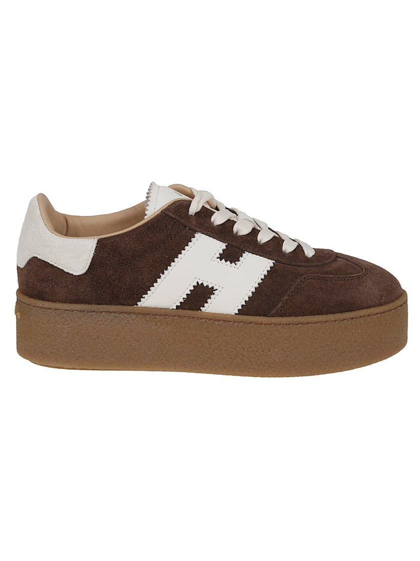 Hogan Chocolate Brown Suede Platform Sneakers