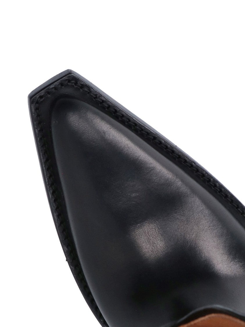 Maison Margiela Black Heel-Less Squared Toe Leather Boots