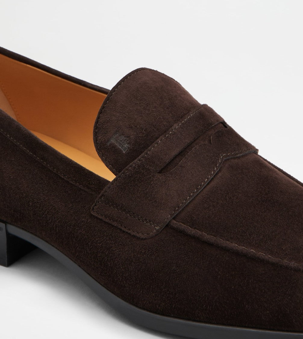 Tod's Dark Brown Suede Loafers