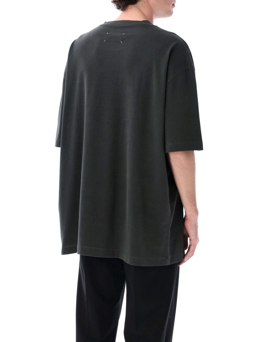 Maison Margiela Oversized Black T-Shirt With Unique Reverse Embroidery