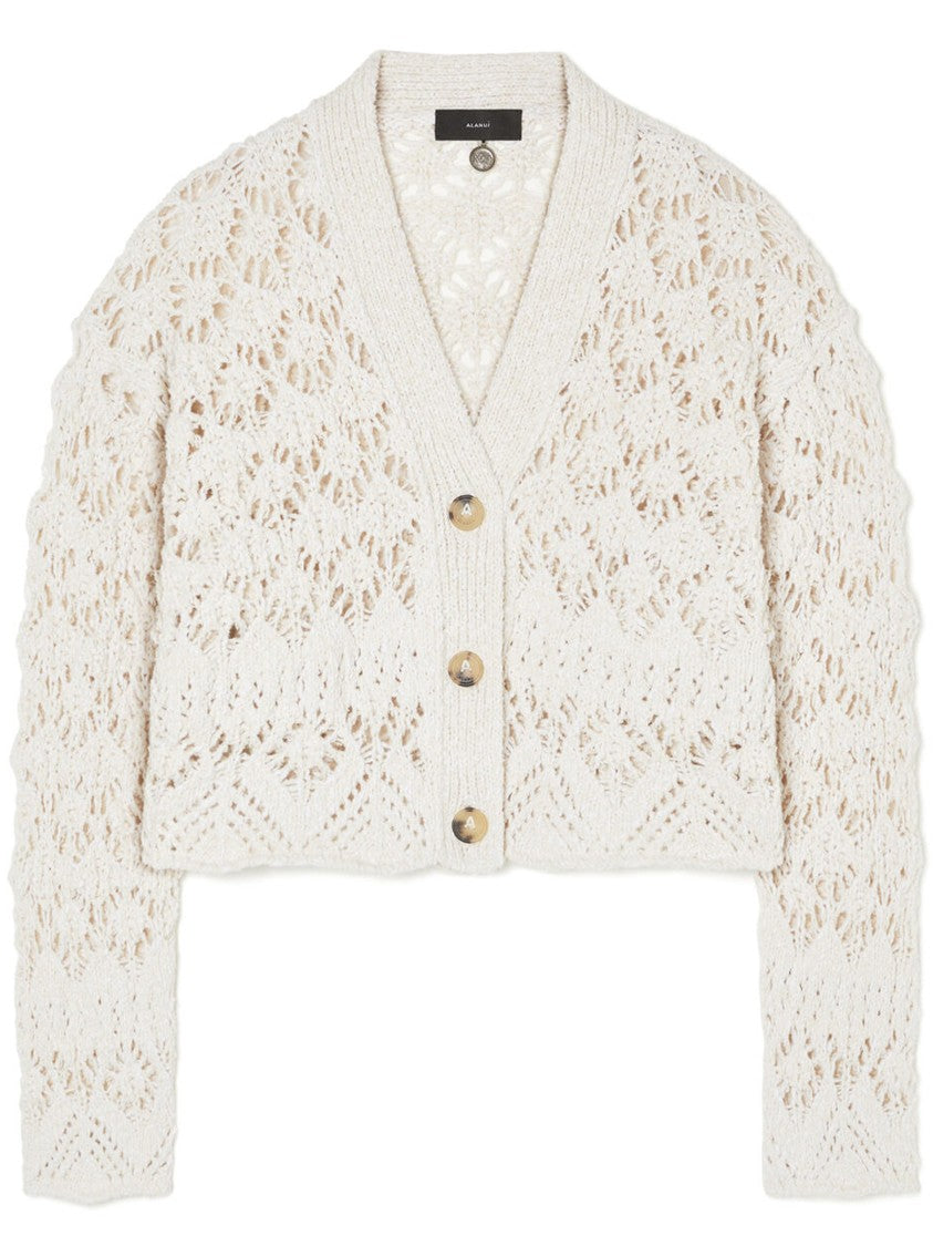 Alanui Lagoon Romance Open-Knit Cotton Cardigan