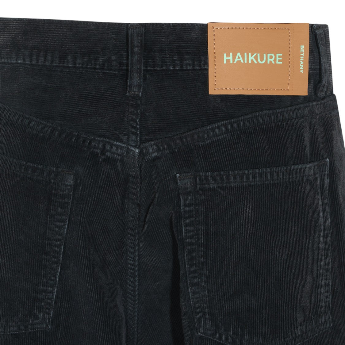 Haikure Straight-Leg Black Trousers In Textured Corduroy