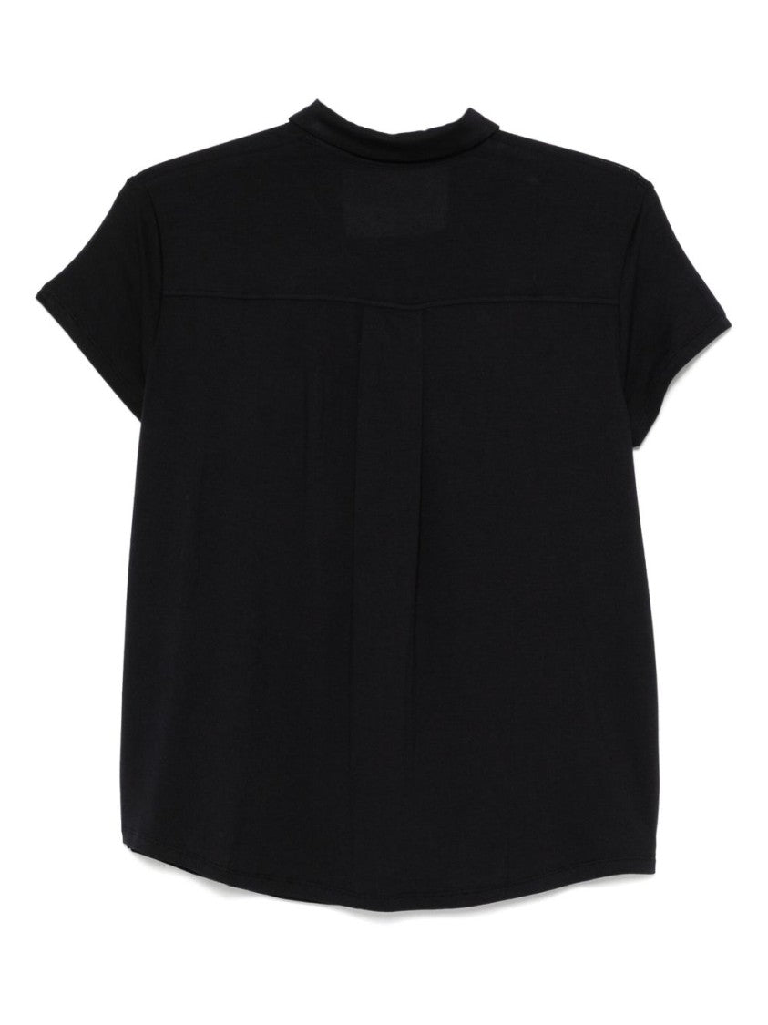 Majestic Filatures Classic Black Shirt With Short Sleeves