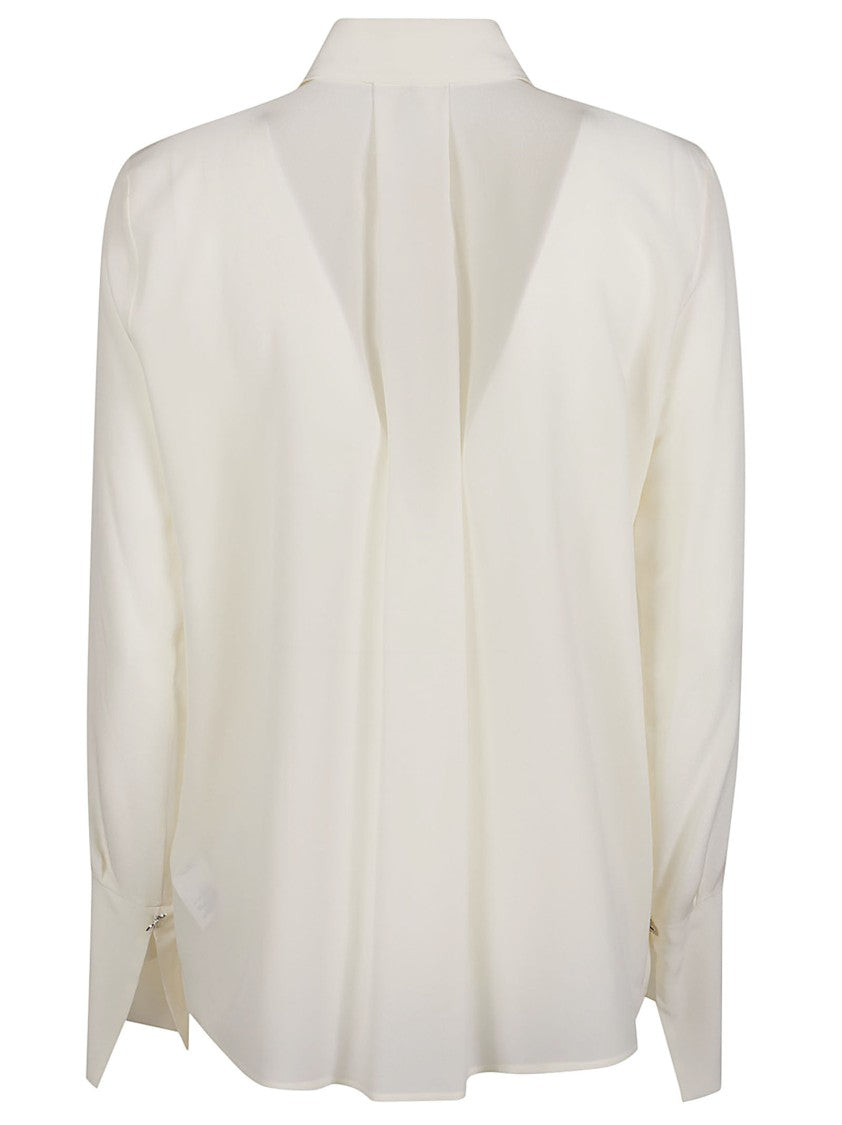 Patrizia Pepe Silk Long Sleeve Shirt With Pleated Back Detail
