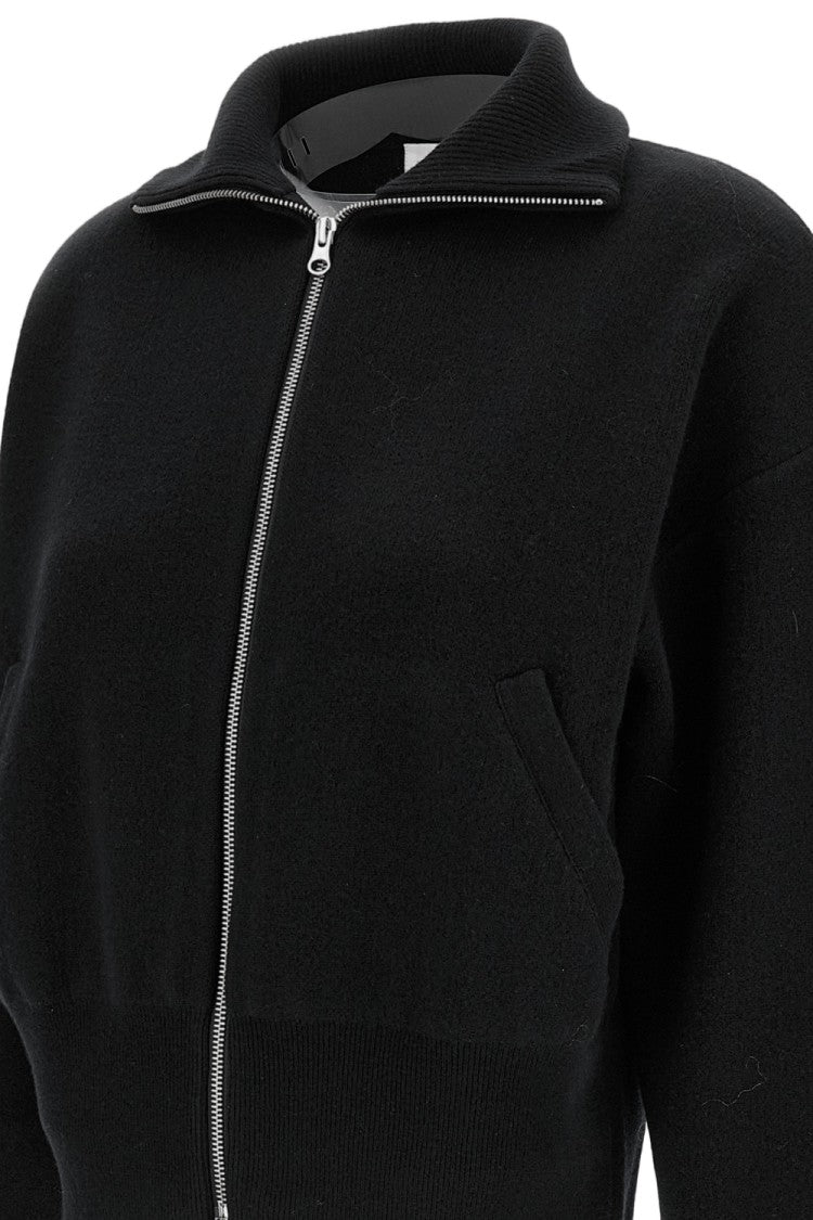 Extreme Cashmere Full-Zip Black Cashmere Cardigan With High Collar