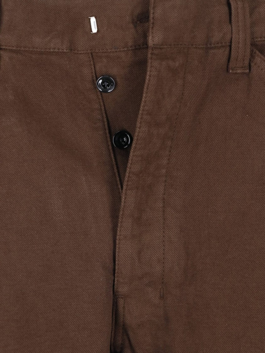 Lemaire Brown Rounded Wide-Leg Cotton Pants