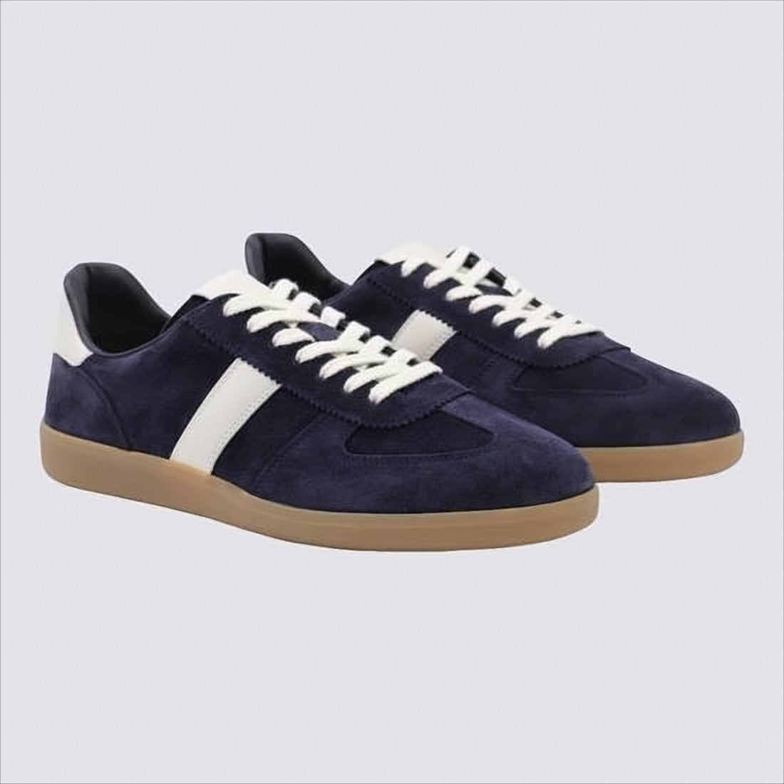 Tom Ford Navy Suede Sneakers With White Leather Accents