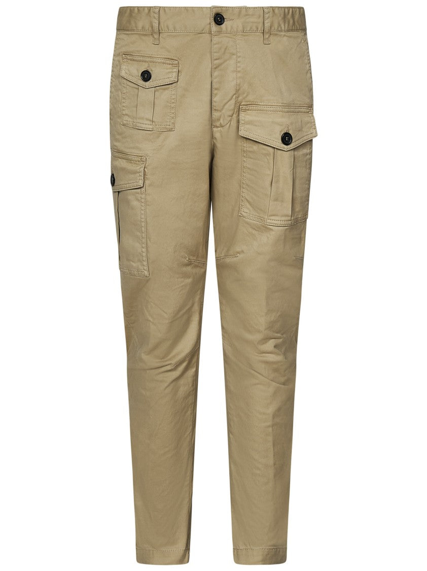 Dsquared2 Cargo Trousers With Button-Up Closure And Bronze-Tone Logo