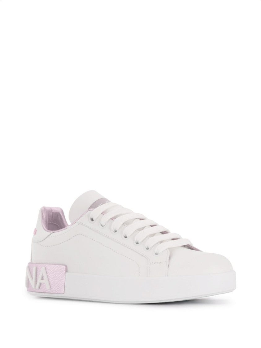 Dolce & Gabbana White And Pink Sneakers