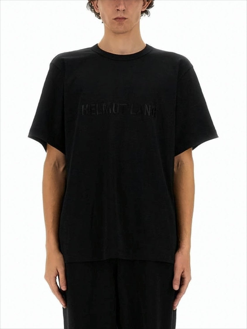 Helmut Lang Short-Sleeve Black T-Shirt With Embossed Logo