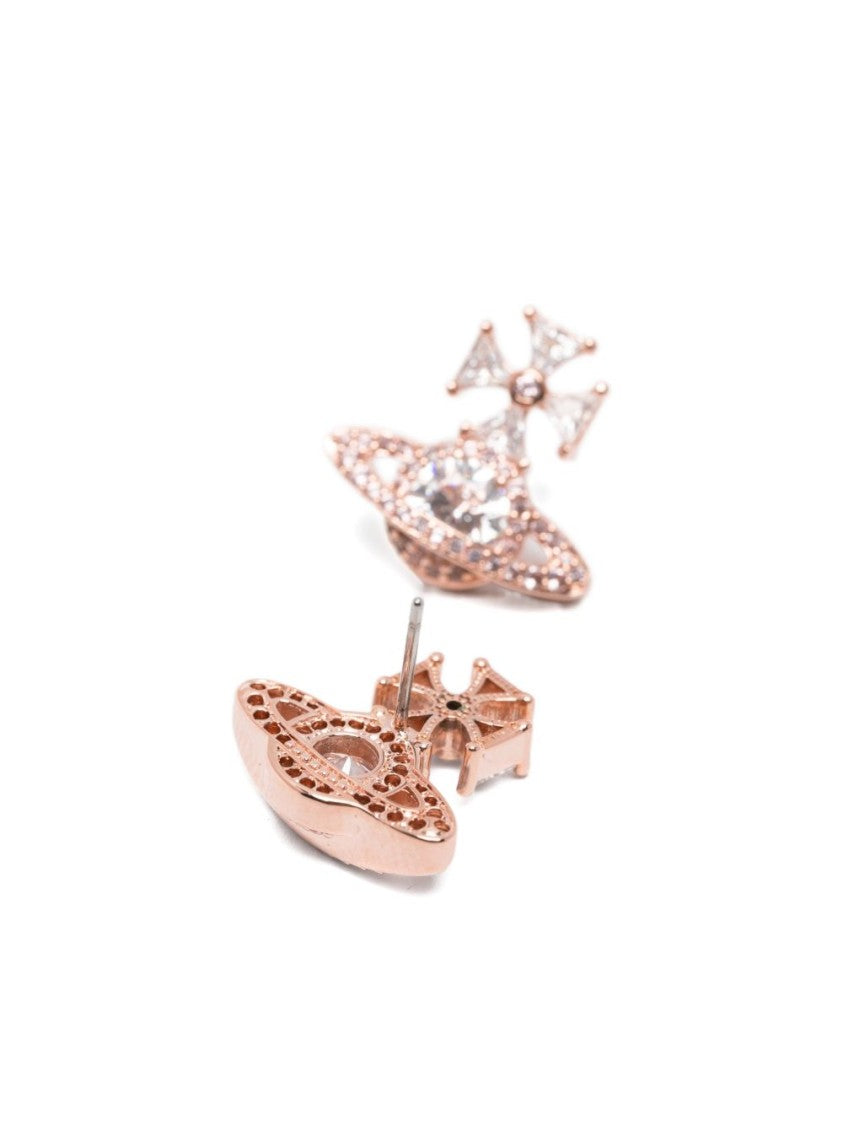 Vivienne Westwood Rose Gold Orb Pendant Cross Earrings