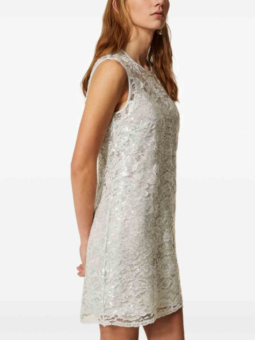 Twin-Set Mini Dress With Delicate Lace Overlay