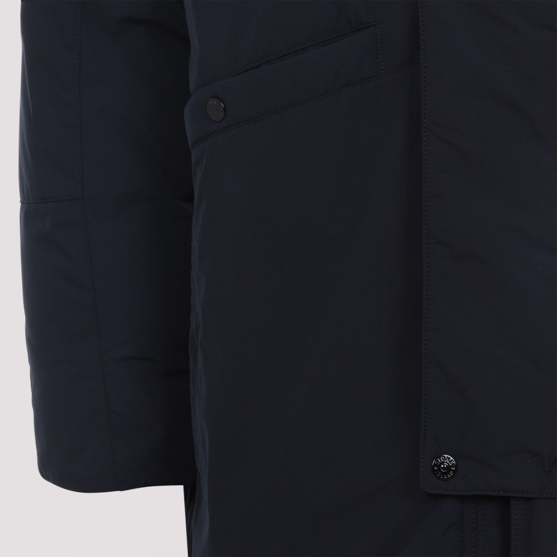 Stone Island Blue Hooded Coat With Relaxed Silhouette