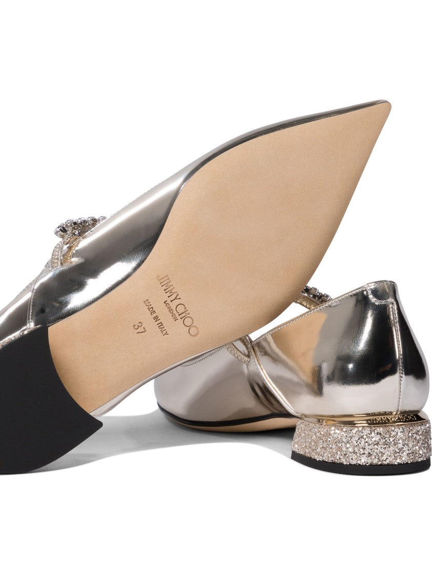 Jimmy Choo Pointed Toe Gold Ballerinas