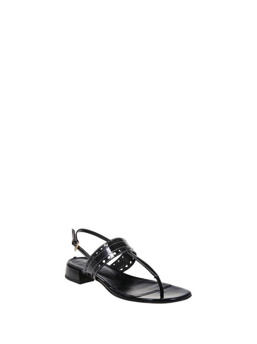 A. Bocca Black Leather Sandals
