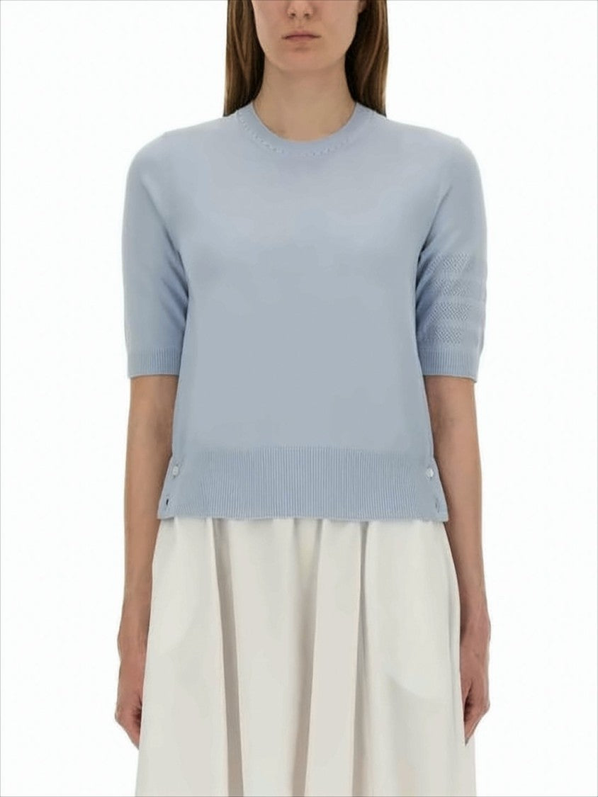 Thom Browne Light Blue Knit Top