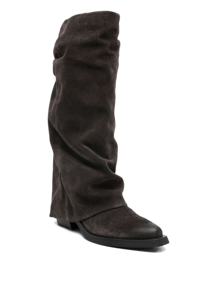 Ash Slouchy Black Leather Ankle Boots