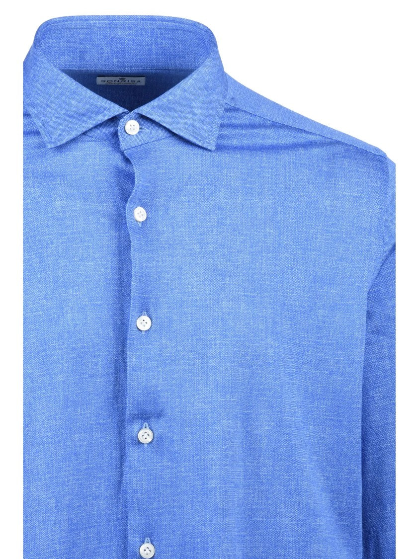 Sonrisa Fior Di Cotone Light Blue Cotton Shirt With Classic Design And Comfortable Fit
