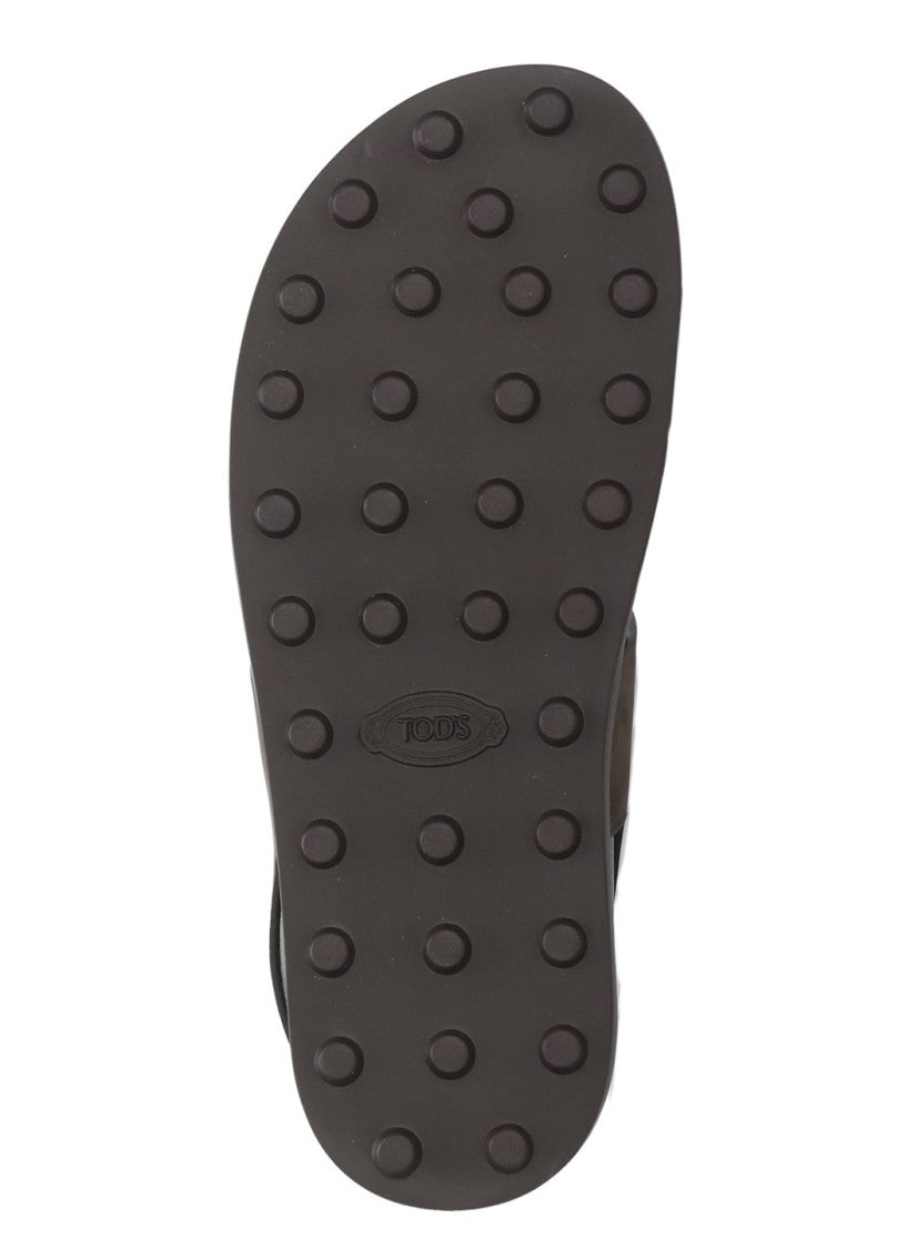 Tod's Brown Velcro Strap Leather Sandals