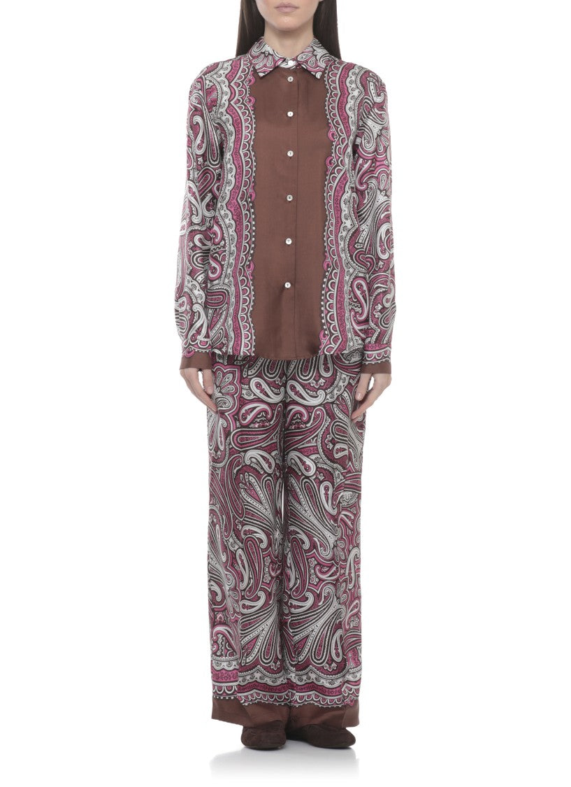 Parosh Fuchsia Skindy Paisley Silk Shirt