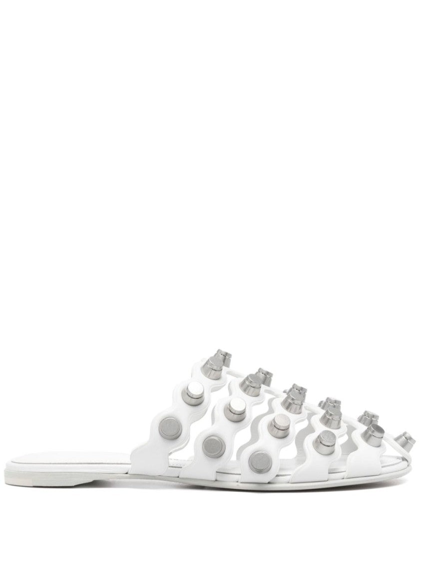 Alexander Wang White Rexa Cage Slides With Cut-Out Design