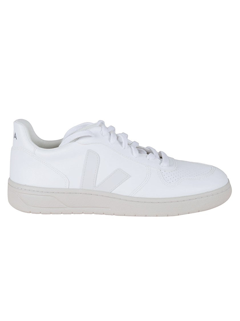 Veja Minimalist Leather Sneakers With Perforated Detailing