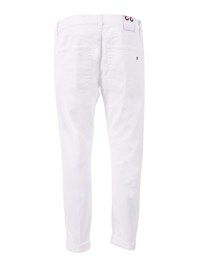Dondup White Icon Tapered Cuffed Straight-Leg Pants