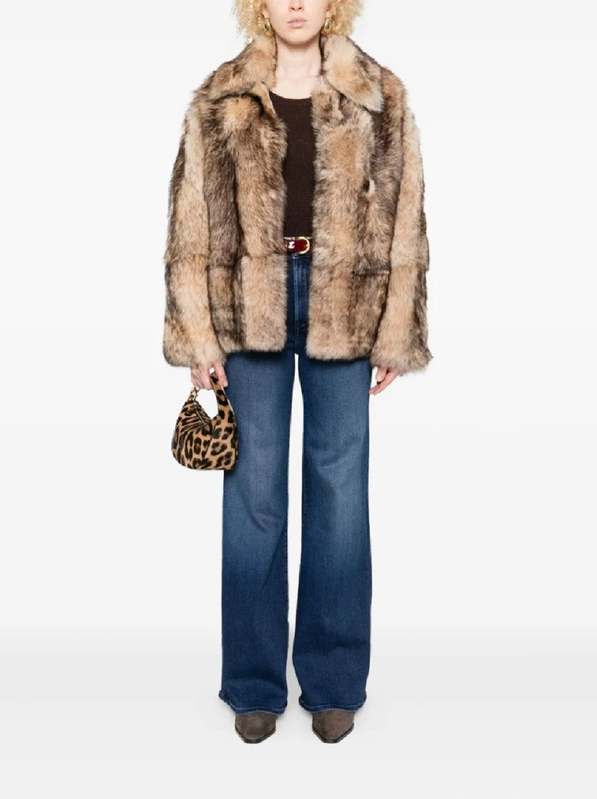 P.A.R.O.S.H. Boxy Lambskin Jacket With Plush Fur Exterior And Leather Interior
