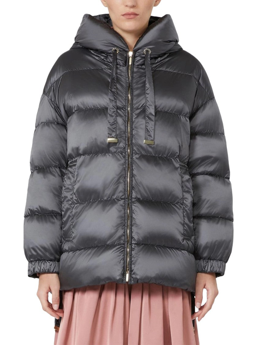 Max Mara Short Padded Coat With Glossy Finish And Adjustable Features
