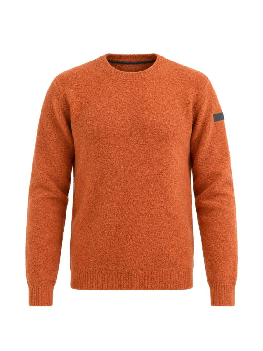 Rrd Textured Knit Sweater In Burnt Orange With Classic Crew Neckline
