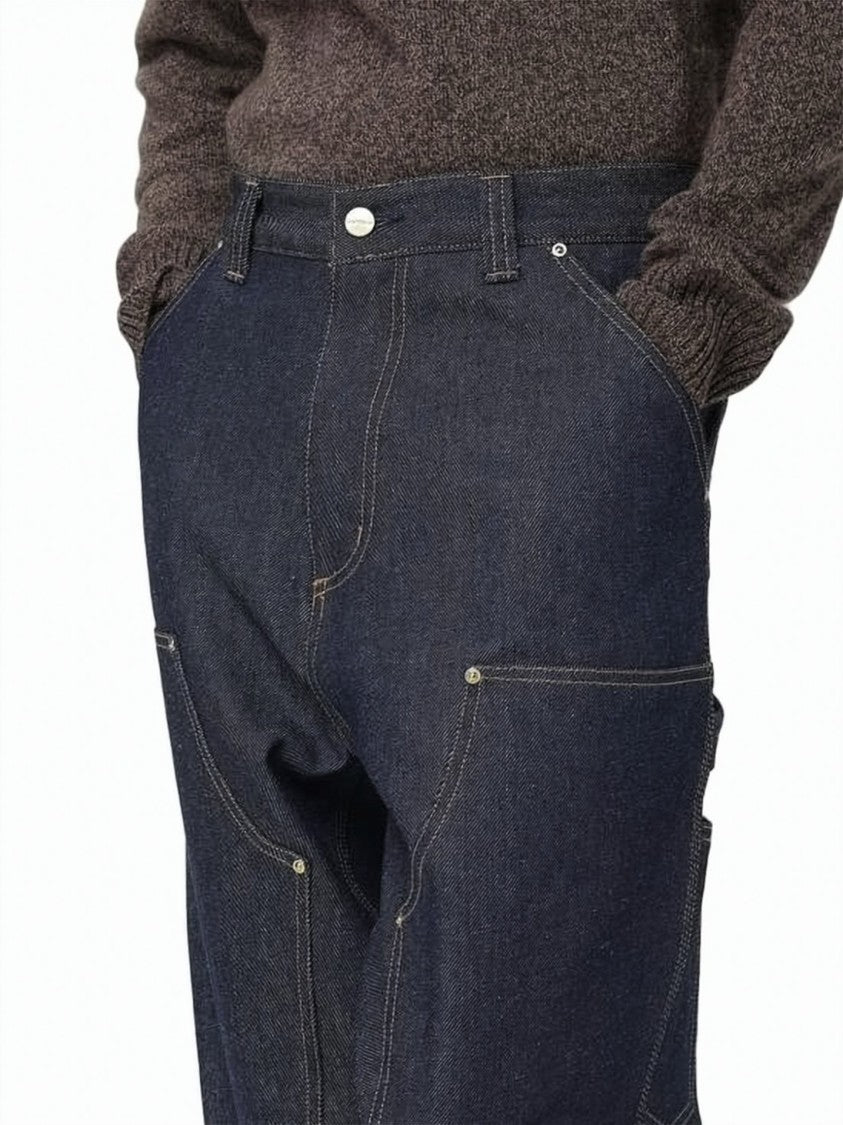 Carhartt Wip Indigo Denim Pants With Reinforced Stitching